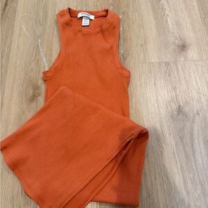 Orange Ribbed Midi Dress